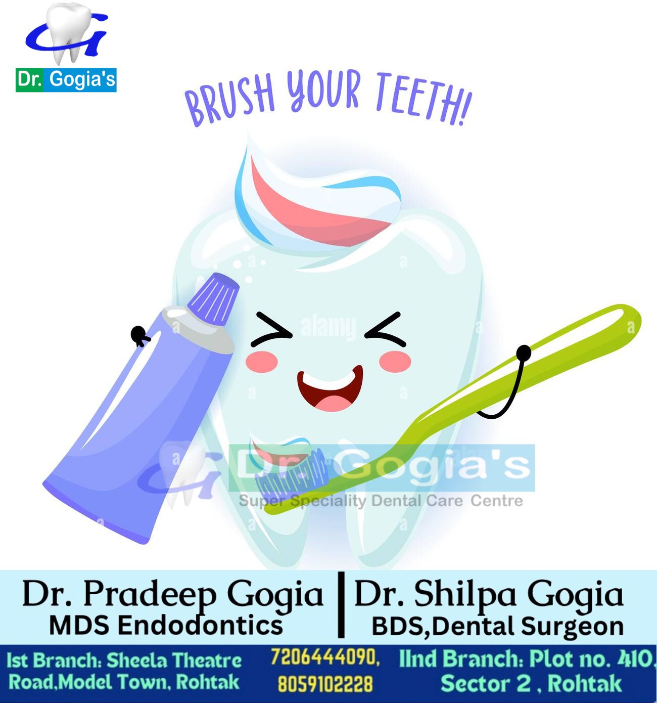Brush Your Teeth daily with proper technique for healthy gums and strong teeth at Dr. Gogia’s Super Specialty Dental Care Centre Rohtak.