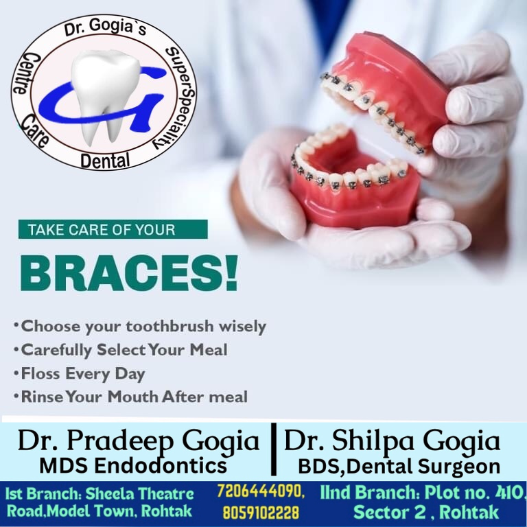 Patient smiling confidently after dental braces treatment at Dr. Gogia's Super Specialty Dental Care Centre, Rohtak