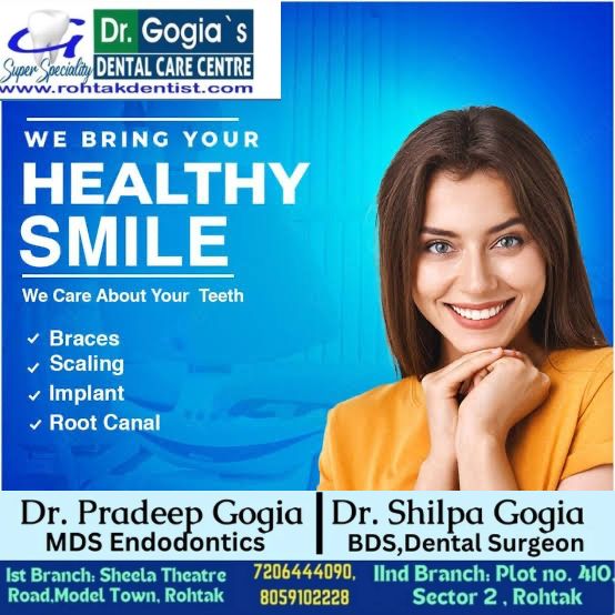Patient showing a healthy smile after dental treatment at Dr. Gogia's Super Specialty Dental Care Centre, Rohtak.