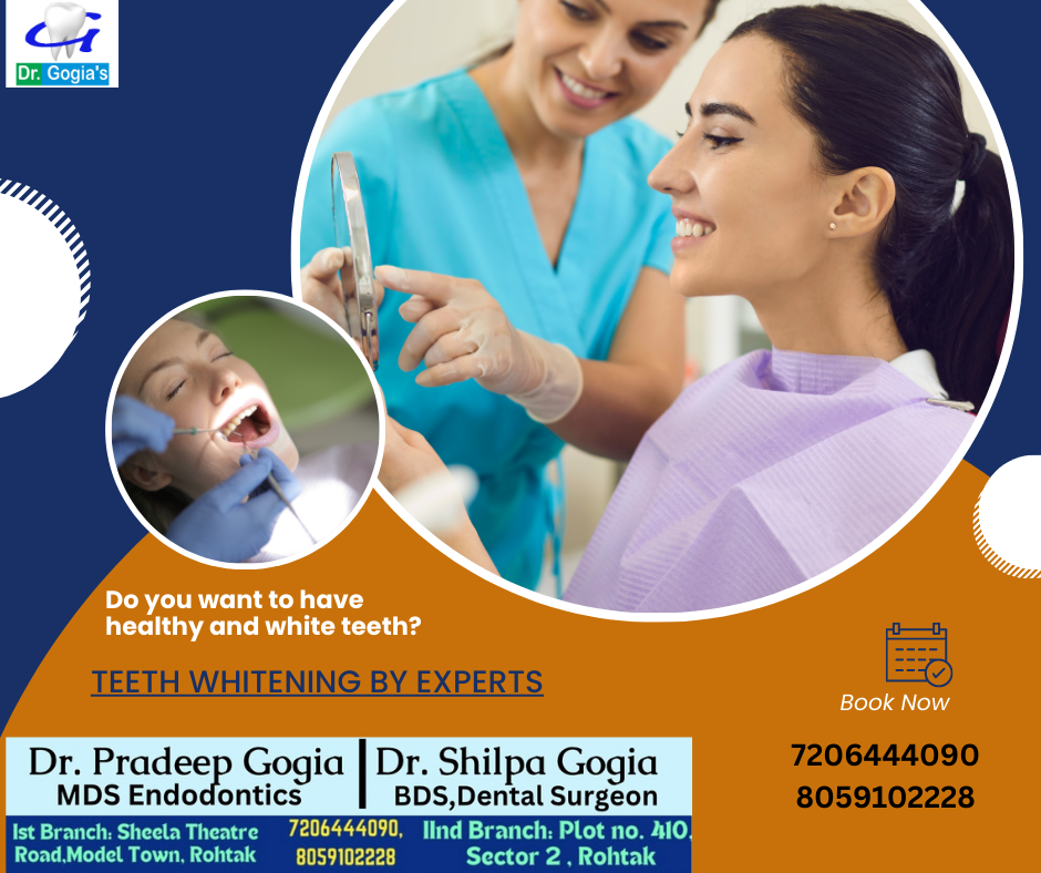 Professional teeth whitening treatment in Rohtak at Dr. Gogia’s Super Specialty Dental Care Centre for a brighter, confident smile.