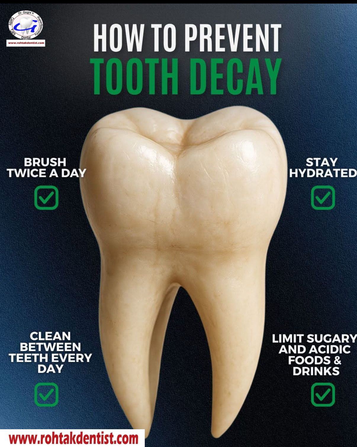 How to prevent tooth decay at Dr. Gogia’s Super Specialty Dental Care Centre in Rohtak with proper brushing, flossing, and oral care tips